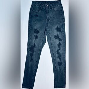 NoBo High Waist Distressed Skinny Jean Junior's Size 7 Black Denim Excellent